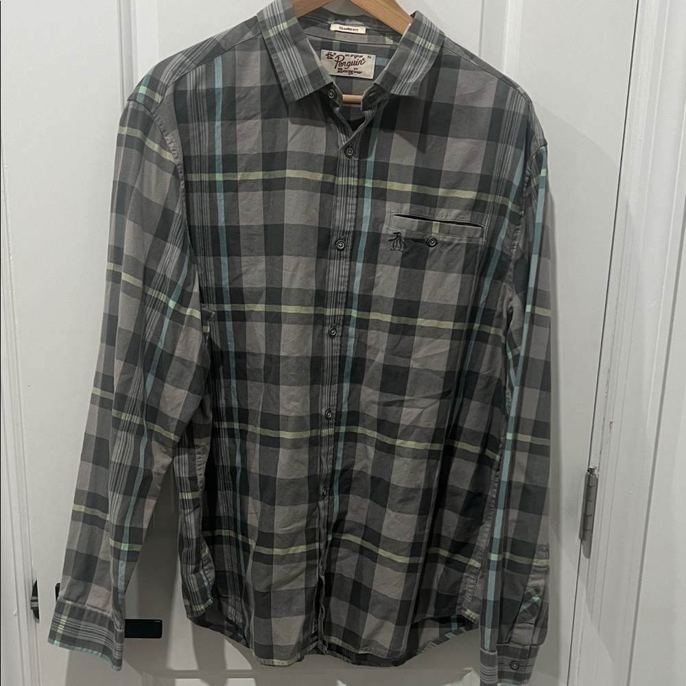 Penguin By Munsingwesr Plaid Button Down Shirt‎ Size XL